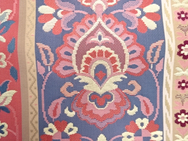  アンティーク　本場筑前博多　花更紗模様織り出し　名古屋帯地反物